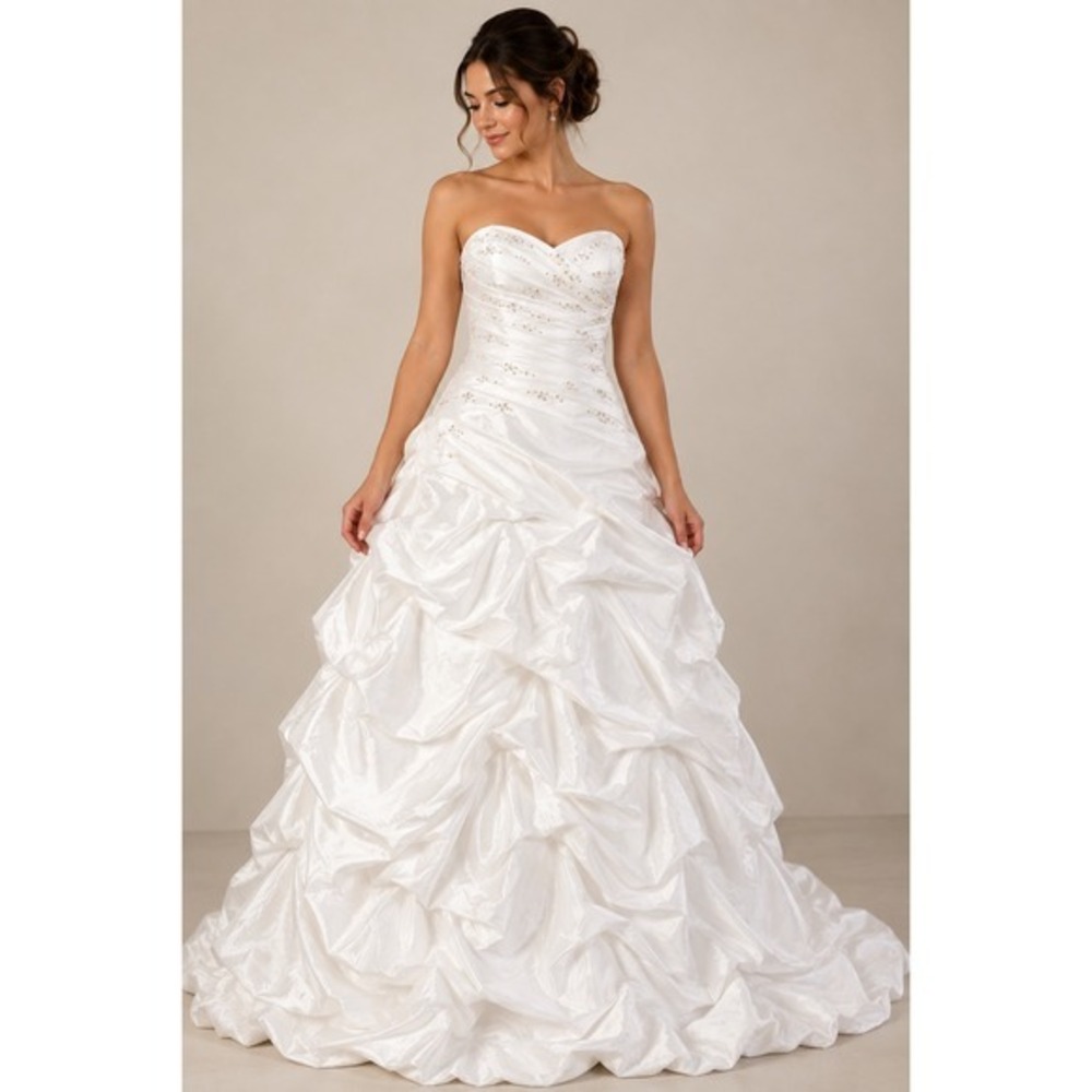 Bonny Bridal 821 White Strapless Sweetheart Pick Up Ball Gown Wedding Dress 12